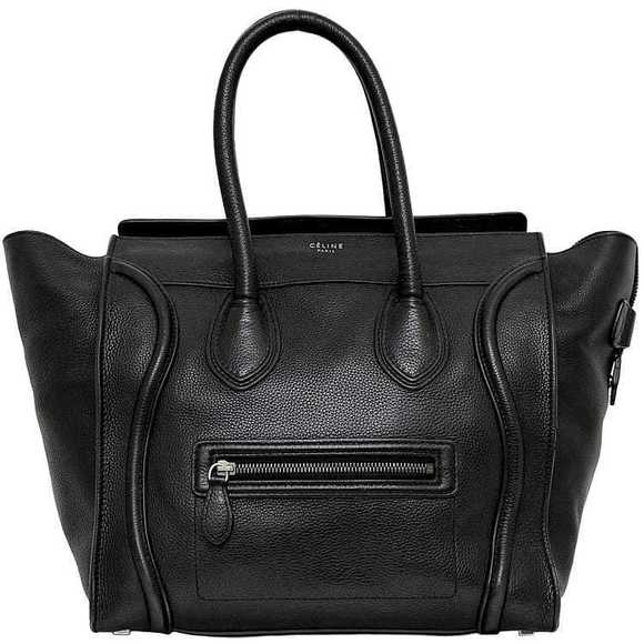 Celine Leather Bag Zipper Tote Luggage Black - Picture 1 of 9